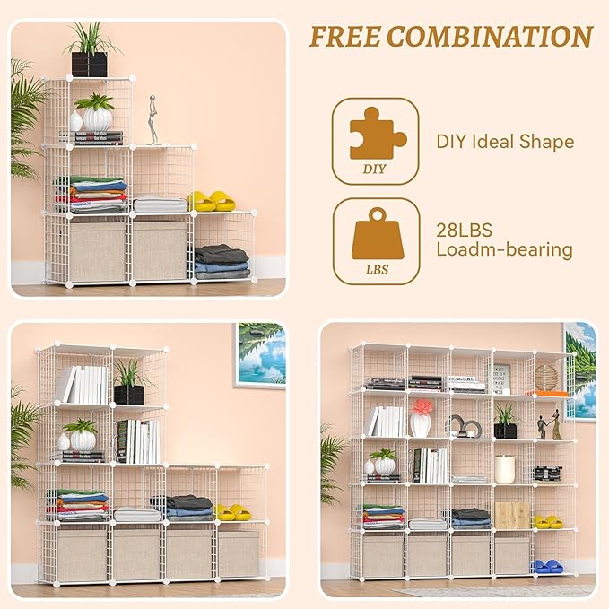 TUMUCUTE Closet Organizer, Organizers and Storage,Cabinet Metal Shelf Rack Storage Shelves Bookshelf,Toy Organizers and Storage Bins (6-Cube, White)