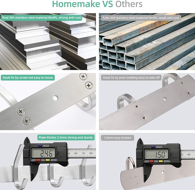 Coat Rack Wall Mounted,Stainless Steel Silver Towel Racks with 4 Hooks for Bathroom Kitchen Bedroom Door-NeatNest