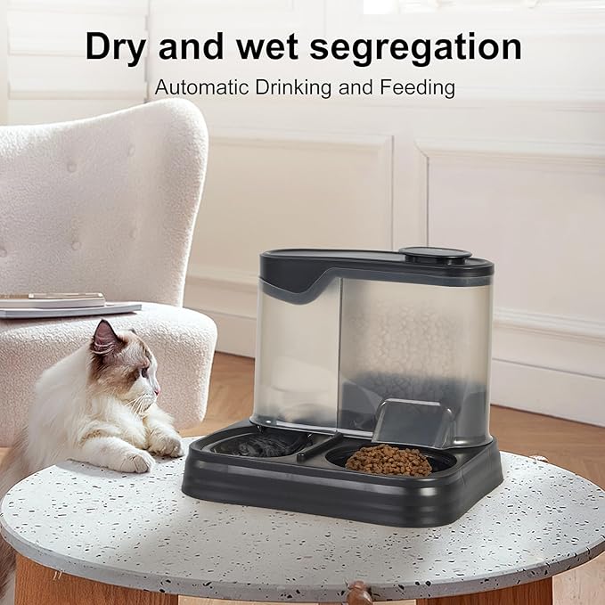 Gravity Pet Feeder and Water Dispenser Set, Automatic Dog Feeder and Dog Water Dispenser for Dogs Cats Pets Animals Large Capacity (Black)-NeatNest