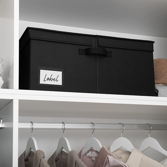 GRANNY SAYS Fabric Storage Bin with Lid, Linen Closet Organizers and Storage Baskets, Large Storage Box, Clothes Bins for Closet Organizing, Jumbo, Black, 1-Pack-NeatNest