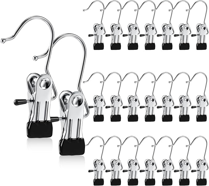 Hotop Boot Hanger Clips for Closet, Laundry Hanging Hooks Heavy Duty Clips Boot Holder Portable Single Hooks Space Saving for Pants Jeans Clothes Hats Tall Towels(Silvery,36 Pieces)-NeatNest