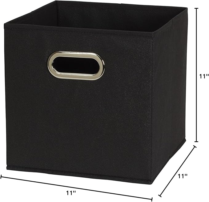 Household Essentials 80-1 Foldable Fabric Storage Bins | Set of 6 Cubby Cubes With Handles | Black