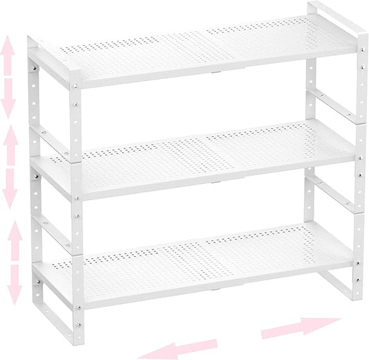Multi-Functional Metal Shoe Rack, Space-Saving, Perfect for Entryway, Closet, Bathroom, etc. - Sturdy and Durable, High Weight Capacity（3PACKS/White/Large-NeatNest