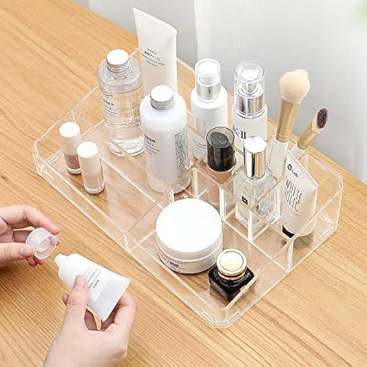 Sooyee Clear Makeup Organizer,9 Spaces Vanity Organizer Cosmetic Display Cases for Lipstick,Makeup Brushes and Skin Care Products,Plastic Makeup Storage-NeatNest