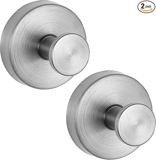 2 Pack Suction Cup Hooks for Shower, Suction Cup Towel Hooks for Bathrooms, Adhesive Wall Hook, SUS304 Waterproof Stainless Steel Hooks for Bathroom, Bedroom, Kitchen, Hotel and Office