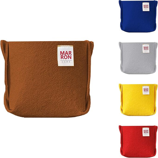 Collapsible Brown Felt Storage Bin Mini 3.9"x3.9"x3.9" – Foldable Basket with Handles for Closet, Toy Storage, Laundry Room Organization, Decorative Storage Bins for Shelves, Nursery Storage-NeatNest