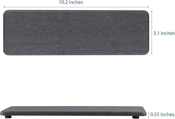 2 Pcs Water Absorbing Stone Trays, Kitchen/Bathroom Sink Soap Dish, Diatomite Tray Used for Hand Soap & Cosmetic Bottles in The Modern Home, 3.2" W x 10.2" L, Dark Gray-NeatNest