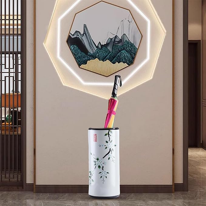 Ceramic Umbrella Stand Living Room Floor-Standing Freestanding Cane Chinese Umbrella Stand Multifunctional Painted Porcelain Vintage Ceramics Flower Vases for Home Office Entrance Indoor(D)-NeatNest