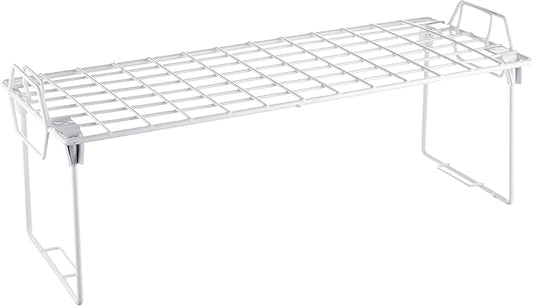 Whitmor Wire Grid Stacking Shelf Medium, 7"D x 18"W x 7"H, White-NeatNest