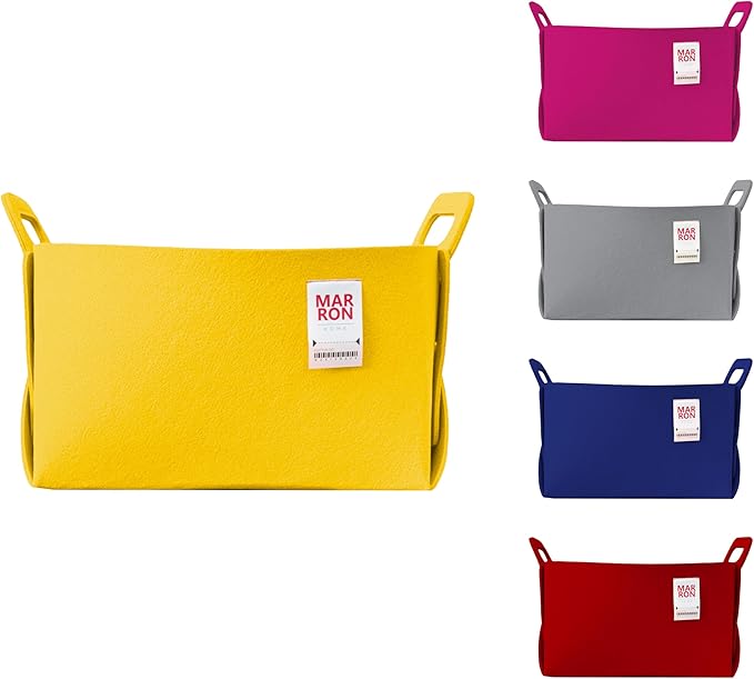 Collapsible Yellow Felt Storage Bin Large 14.6"x9.4"x9.4" – Foldable Basket with Handles for Closet, Laundry Room Organization, Toy Storage, Decorative Storage Bins for Shelves Storage-NeatNest