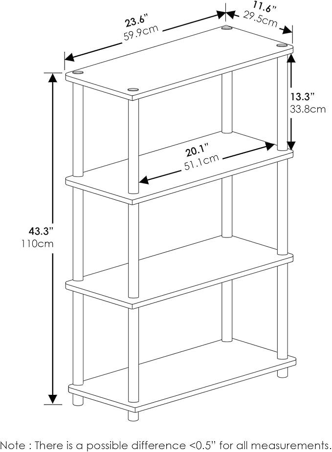Furinno Turn-N-Tube 4-Tier Multipurpose Shelf Display Rack, Round Tubes, Walnut/Brown-NeatNest