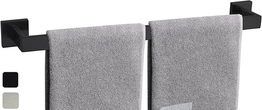 24 Inch Towel Bar for Bathroom 12/16/24/28/32/36 Inch Kitchen Towel Holder Matte Black Towel Rod Wall Mounted SUS304 Rustproof Towel Rack Modern Square Design (1, Matte Black, 24 Inch)