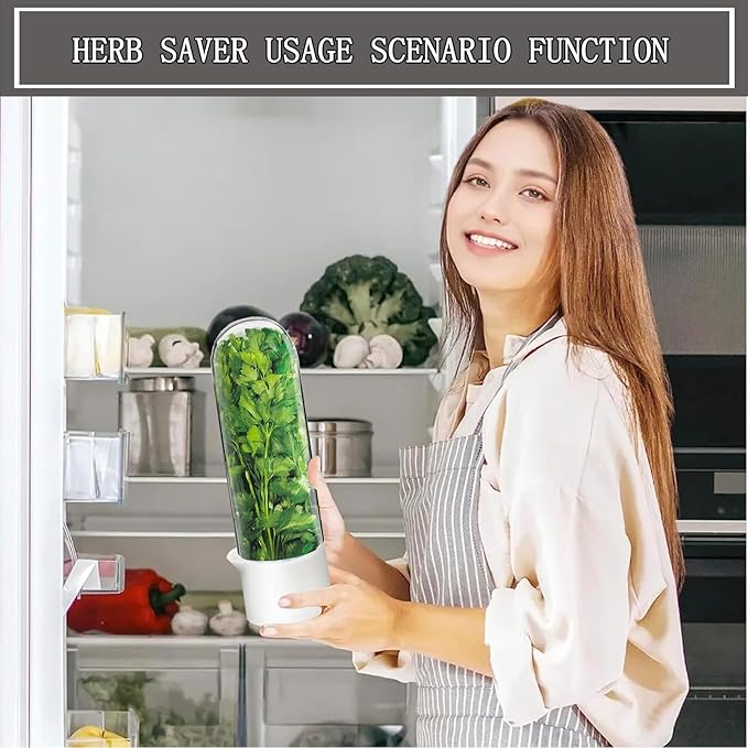 Herb Saver for Refrigerator, Cilantro Container for Fridge, Fresh Herbs Lettuce Keeper for Refrigerator Parsley Mint Leaves Fresh Herb Keeper, Refrigerato Storage for Fresh for 2-3 Weeks (3PCS)