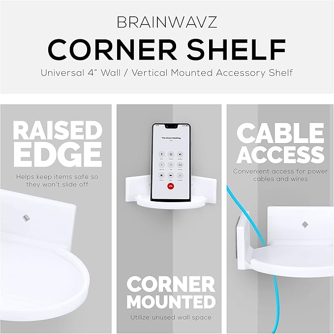 BRAINWAVZ 4” Small Floating Shelf, Adhesive & Screw in, for Bluetooth Speakers, Cameras, Plants, Toys, Books & More, Easy to Install Shelves Wall Mount (White)-NeatNest