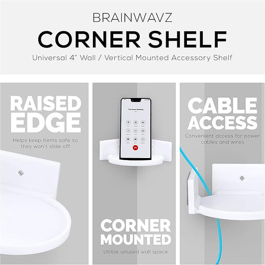 BRAINWAVZ 4” Small Floating Shelf, Adhesive & Screw in, for Bluetooth Speakers, Cameras, Plants, Toys, Books & More, Easy to Install Shelves Wall Mount (White)-NeatNest