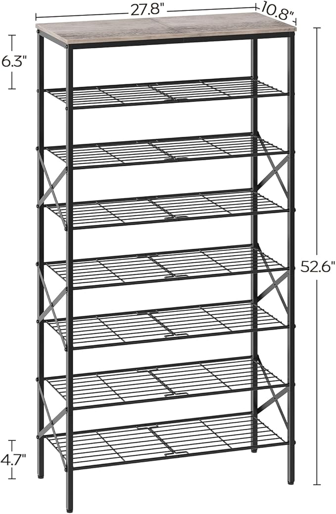 8 Tier Shoe Rack, Shoe Storage Organizer, Large Capacity Shoe Shelf Holds 32 Pairs of Shoes, Durable and Stable, for Entryway, Hallway, Closet, Dorm Room, Greige and Black SS08BG-NeatNest