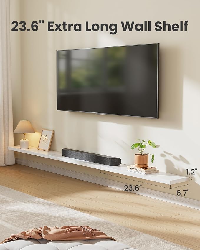 AMADA HOMEFURNISHING 23.6" L Floating Shelves, Wall Shelves Set of 3 for Bathroom/Living Room/Bedroom/Kitchen, White Floating Shelves for Wall Decor with Invisible Brackets - AMFS44W-NeatNest
