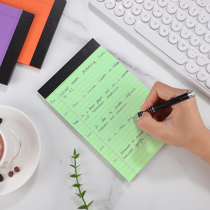 8 Packs Small Note Pads 5x8, Color Legal Pad 5x8 College Ruled Small Legal Pad Perforated Lined Writing Pads for Home, Study, Office, To-Do Lists, 50 Sheet/notepad, Multicolor
