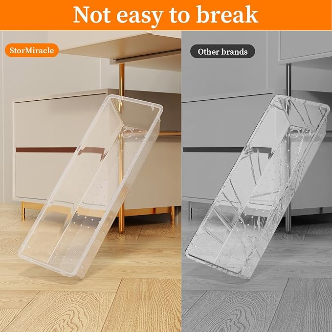 32 PCS Clear Plastic Drawer Organizer Set, 4-Size vanity organizer Trays and Storage Bins for Makeup, Jewelry and Gadgets in Bedroom, Bathroom and Office, Clear-NeatNest