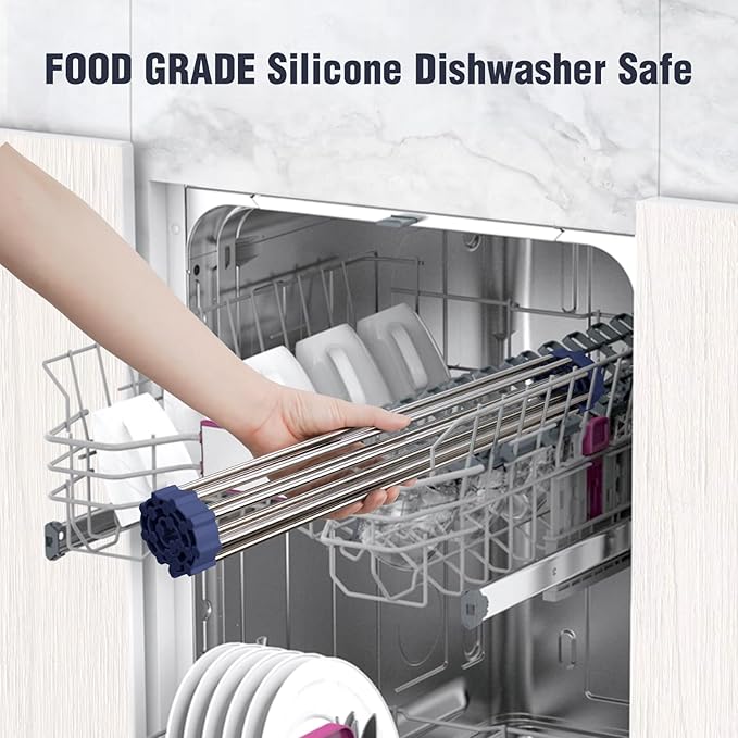 Tomorotec 17.7" x 12.5" Roll Up Dish Drying Rack Over Sink Drying Rack Sink Cover Kitchen Sink Accessories Gadget Multipurpose Organizer Foldable Stainless Steel Drainer