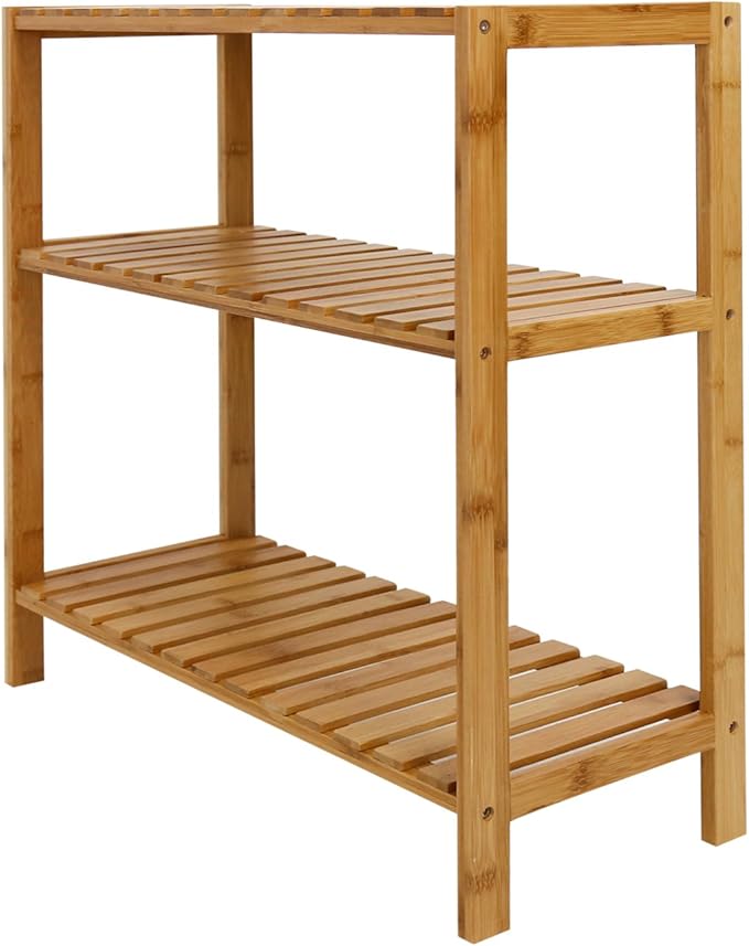 Bamboo Shelf Bathroom 3-Tier Storage Shelves Stand Rack Multifunctional Shelving for Bedroom Kitchen Living Room