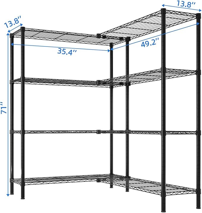 70.9'' Adjustable Storage Shelves Wire Shelving Unit Multiple Rows Shelving for Storage Rack Shelves for Storage Heavy Duty Garage Shelf Pantry Shelves Kitchen Shelving, Black24