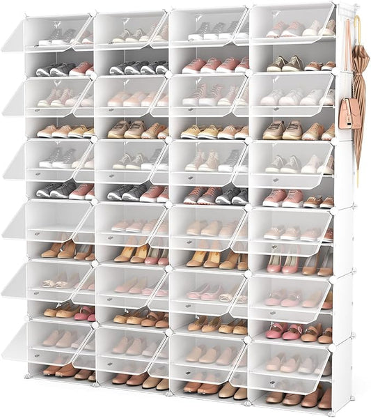 ROJASOP Shoe Storage Cabinet, 12-Tier Shoe Organizer 96 Pairs Extra Large Plastic Shoe Rack with Covers Portable Shoe Rack Organizer with Doors Big Shoe Rack for Closet Entryway Bedroom-NeatNest