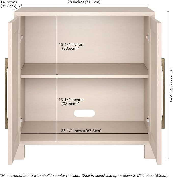 Henn&Hart 28" Wide Rectangular Accent Cabinet in Beech White, for Home, Living Room, Bedroom, Entertainment Room, Office.