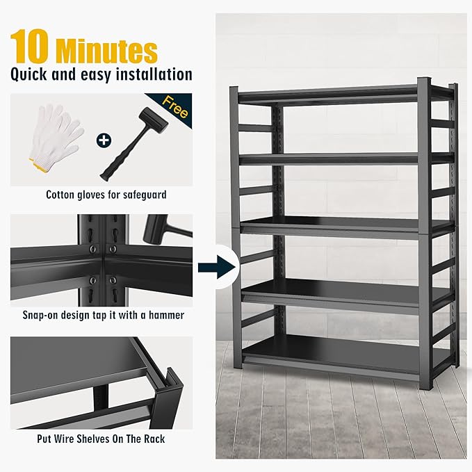78" H,Metal Garage Shelving Heavy Duty 5-Tier Adjustable Storage Shelves Easy to Assemble, Garage Organization with 4500lbs Capacity,Shelving Racks for Storage,Ideal for Garage,Basement,Warehouse-NeatNest