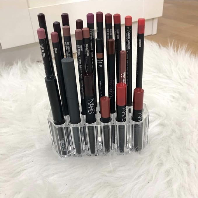 BY ALEGORY Acrylic Eyeliner Organizer & Lip Liner Organizer 26 Space Storage 20 Standard 6 Jumbo Cosmetic Pencil Makeup Display Case Refillable Container (2)-NeatNest