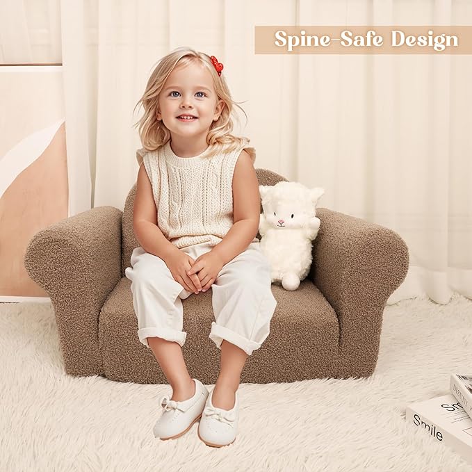 Chairs for Toddler, 2-in-1 Toddler Soft Teddy Baby Couch Fold Out, Convertible Chair to Lounger for Girls and Boys|Safety Certified | Gift for Children-NeatNest