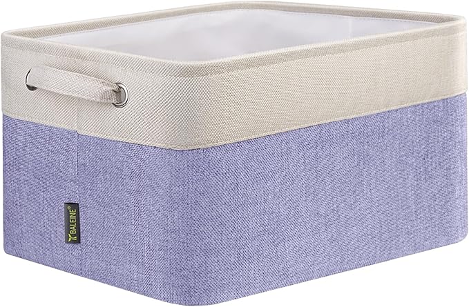 BALEINE 1 Pack Fabric Storage Bins for Shelves, Linen Storage Baskets for Organizing, Decorative Closet Bins for Clothes, Home (Lavender, 12"x8"x8")-NeatNest