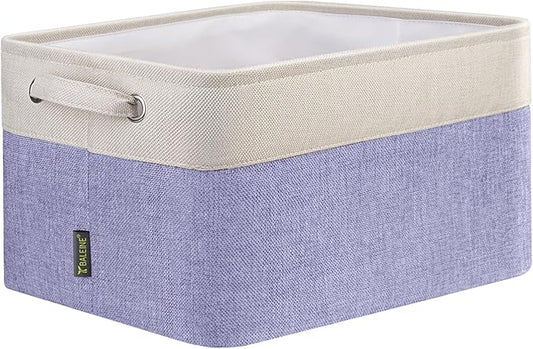 BALEINE 1 Pack Fabric Storage Bins for Shelves, Linen Storage Baskets for Organizing, Decorative Closet Bins for Clothes, Home (Lavender, 12"x8"x8")-NeatNest