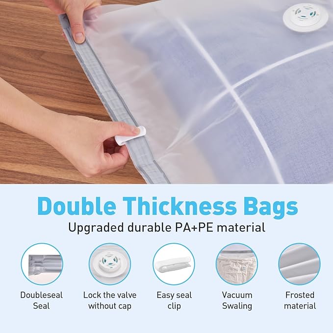 25 Pack Vacuum Storage Bags, Vacuum Sealed Storage Bags (3Jumbo/4Large/6Medium/6Small/6Roll), Space Saver Bag for Clothes, Blanket, Duvets, Pillows, Bedding,Comforters, Travel (Air Pump Not Included)-NeatNest