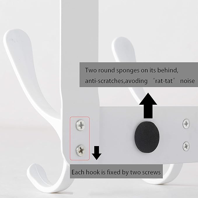 WEBI Over The Door Hook 5 Coat Hooks,Over The Door Towel Rack,Door Hanger Coat Rack Towel Hanger for Hanging Coats,Clothes,Back of Bathroom,White