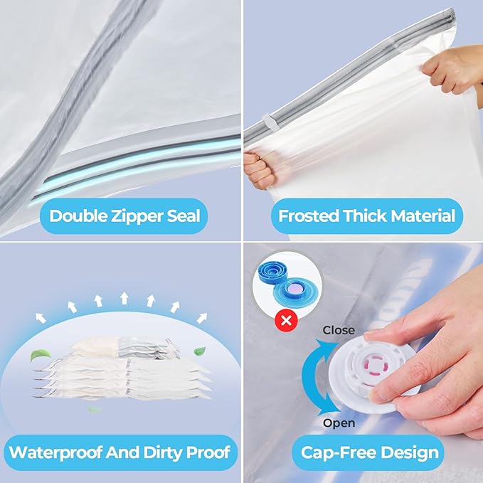 20 Pack Vacuum Storage Bags with Electric Air Pump, Vacuum Sealed Storage Bags (3Cube/3Jumbo/4Large/5Medium/5Small), Space Saver Bag for Clothes, Blanket, Duvets, Pillows, Mattress,Comforters, Travel-NeatNest