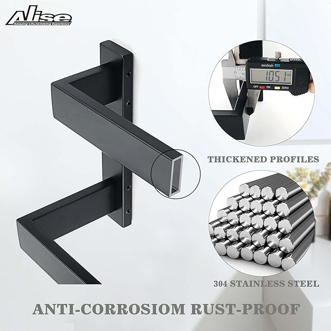 Alise Bath Double Towel Bars,Black Towel Holder Towel Racks for Bathroom Lavatory,Wall Mount Towel Hanger SUS304 Stainless Steel Towel Rail,GOY2800-B Matte Black 32 Inch