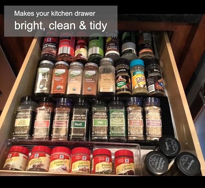 Artibear Expandable Spice Rack Drawer Organizer for Kitchen Cabinets, Set of 6, ABS-NeatNest