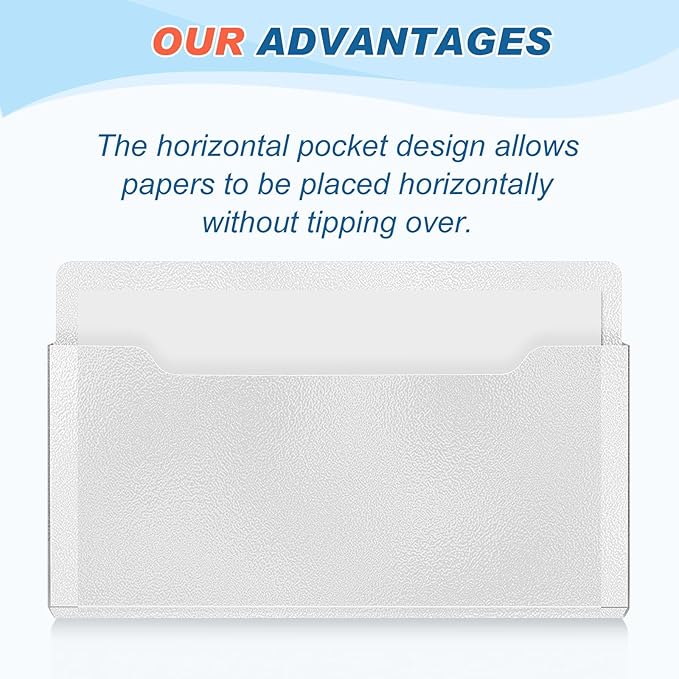 Fuutreo 6 Pcs Magnetic Wall File Organizer Magnetic Wall File Holder Refrigerator Magazine Holder for Mail Letters Paper(Clear,8.3 x 13.8 Inch,Horizontal)