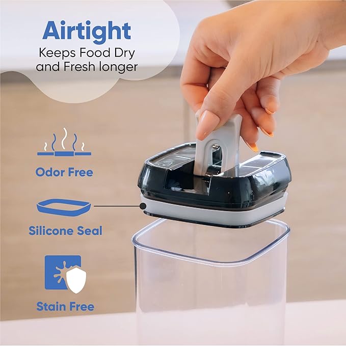 Chef's Path - Set of 7 Airtight Food Storage Containers for Kitchen Storage - Clear Plastic - Durable Strong Lids - Labels and Chalk Marker-NeatNest