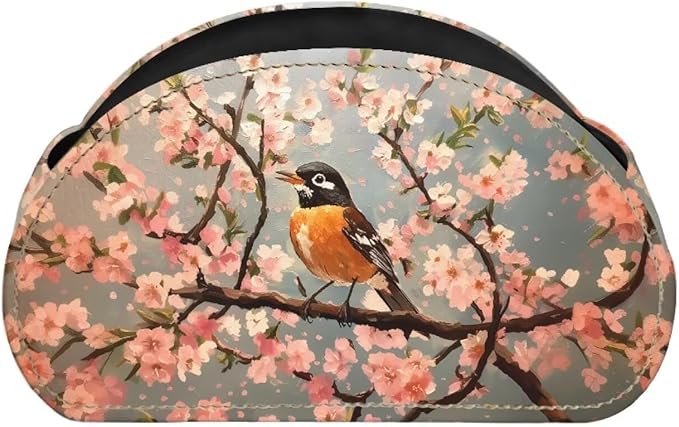 Cherry Blossom Canary Print Remote Control Holder with 5 Compartments, Office Desk Organizers - Couch/TV Stand/Nightstand Accessory-Desktop Space Saver,Remote Control Caddy-NeatNest