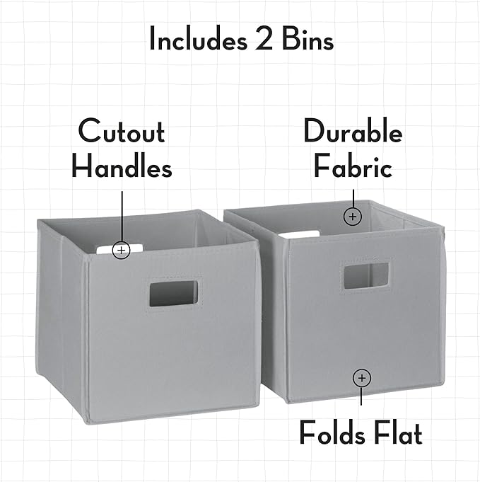 RiverRidge Folding Storage Bins with Handles Gray Cube Storage Organizer forCloset, Bedroom & Playroom - Closet Organizers and Storage Set of 2-NeatNest