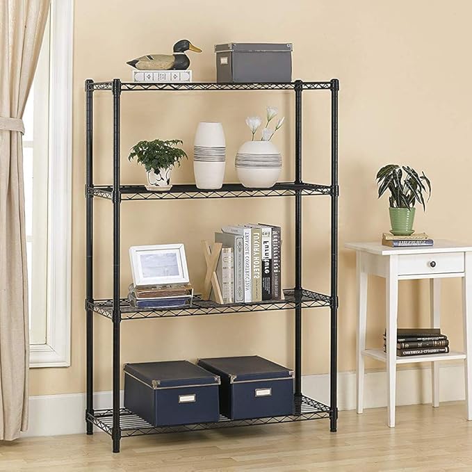 4 Tier Shelving Unit NSF Wire Shelf Metal Large Storage Shelves Heavy Duty Height Adjustable Commercial Grade Steel Utility Layer Shelf Rack Organizer 1000 LBS Capacity -14x36x54,Black-NeatNest