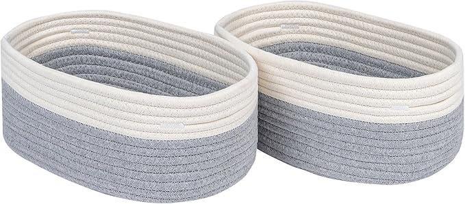 CubesLand Cube Shelf Storage Baskets for Organizing, Woven Shelf, Closet Bins Shelves Toy Basket Box Nursery Baby 2 Packs Organization Off White/Light Gray-NeatNest