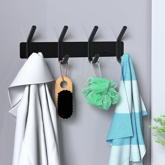 VAEHOLD Wall Hooks, Heavy Duty Aluminum Towel Hooks for Hanging Coat, Hat, Key, Clothes, Closet Hook Wall Mount for Kitchen, Bathroom, Office (“C“ Shape Coat 4 Hooks 2 Pack)-NeatNest