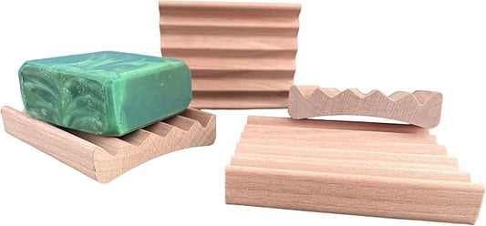 2 Pack Elevation Alder Natural Wood Soap Dish, 100% Handcrafted in the USA, Makes Soap Last 2X Longer, Soap Bar Holder for Kitchen or Bathroom-NeatNest