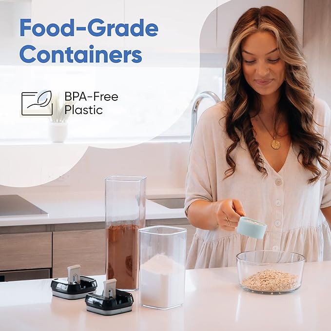 Chef's Path - Set of 7 Airtight Food Storage Containers for Kitchen Storage - Clear Plastic - Durable Strong Lids - Labels and Chalk Marker-NeatNest