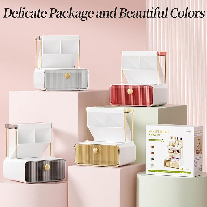 2-Tier Makeup Organizers Countertop,Versatile Bathroom Counter Organizer,Cosmetic Make Up Organizers for Vanity,Cute Skincare Organizer (Amber)-NeatNest