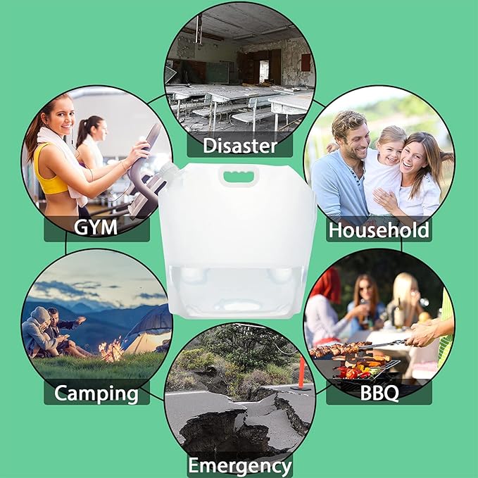 16PCS 1.3Gallon Each Water Storage Containers, Foldable Water Bag, BPA-Free, Water Containers, for Camping, Hiking, Emergency Water Storage,Collapsible Emergency Water Jug Container Bag