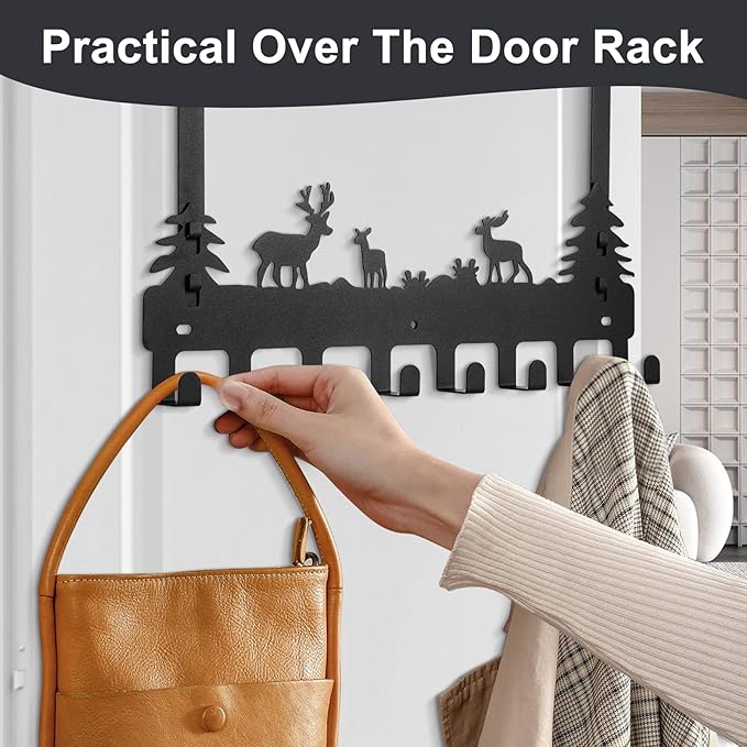 2 Pack Over Door Clothes Hanger Shower Room Over Door Hooks Black 8 Hooks